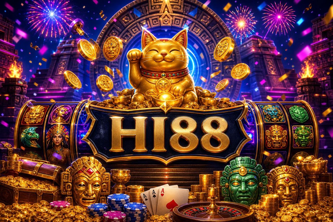 Giao diện chính của game Gates of Olympus tại HI88 với các biểu tượng thần thoại