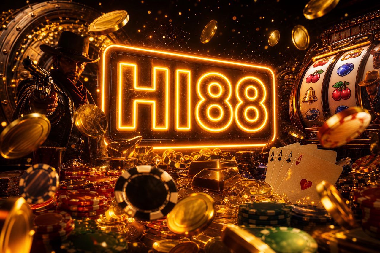 Trang giới thiệu Wild Bounty Showdown với chủ đề cao bồi trên cổng HI88